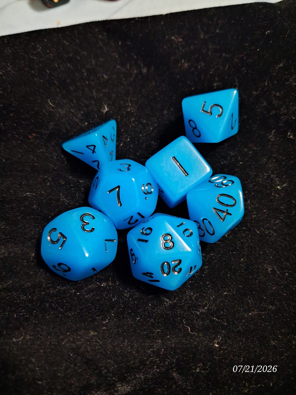 Source Unknown Bright Blue Polyhedral RPG Dice Set